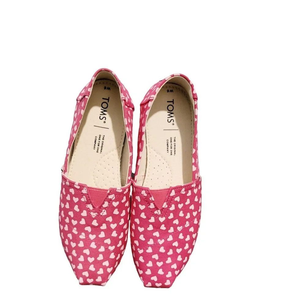 TOMS Wmm belmont raspberry hearts Women's Casual Flat Slip On Size 6